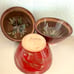 Signed Studio Pottery Small Bowls Glazed Red Tapas Rice Dip Trinkets 4.5 x 2.5