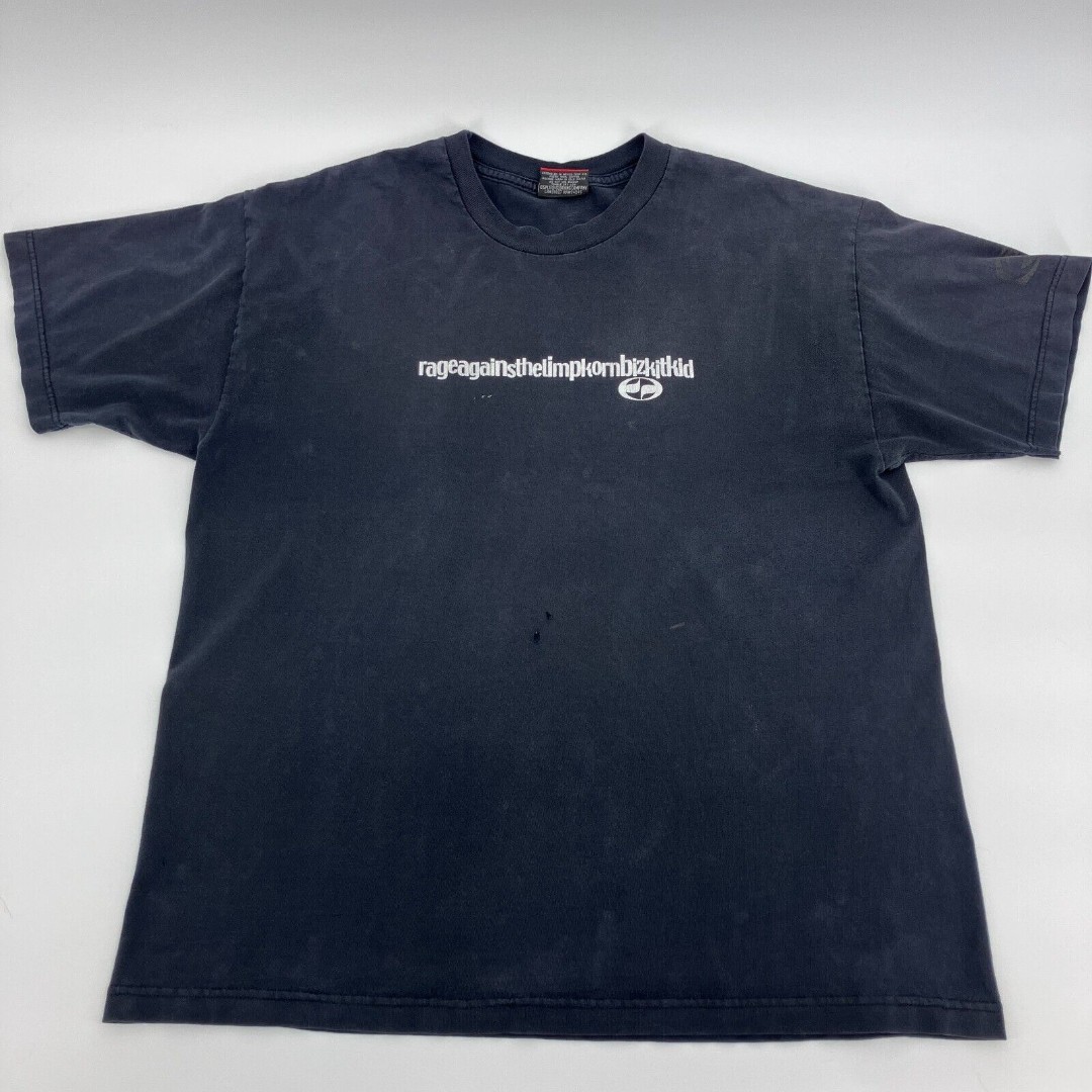 Y2K HTF Split RATM Limp Bizkit Korn Kid Rock Nu Metal Rock Bands T-Shirt FLAWS