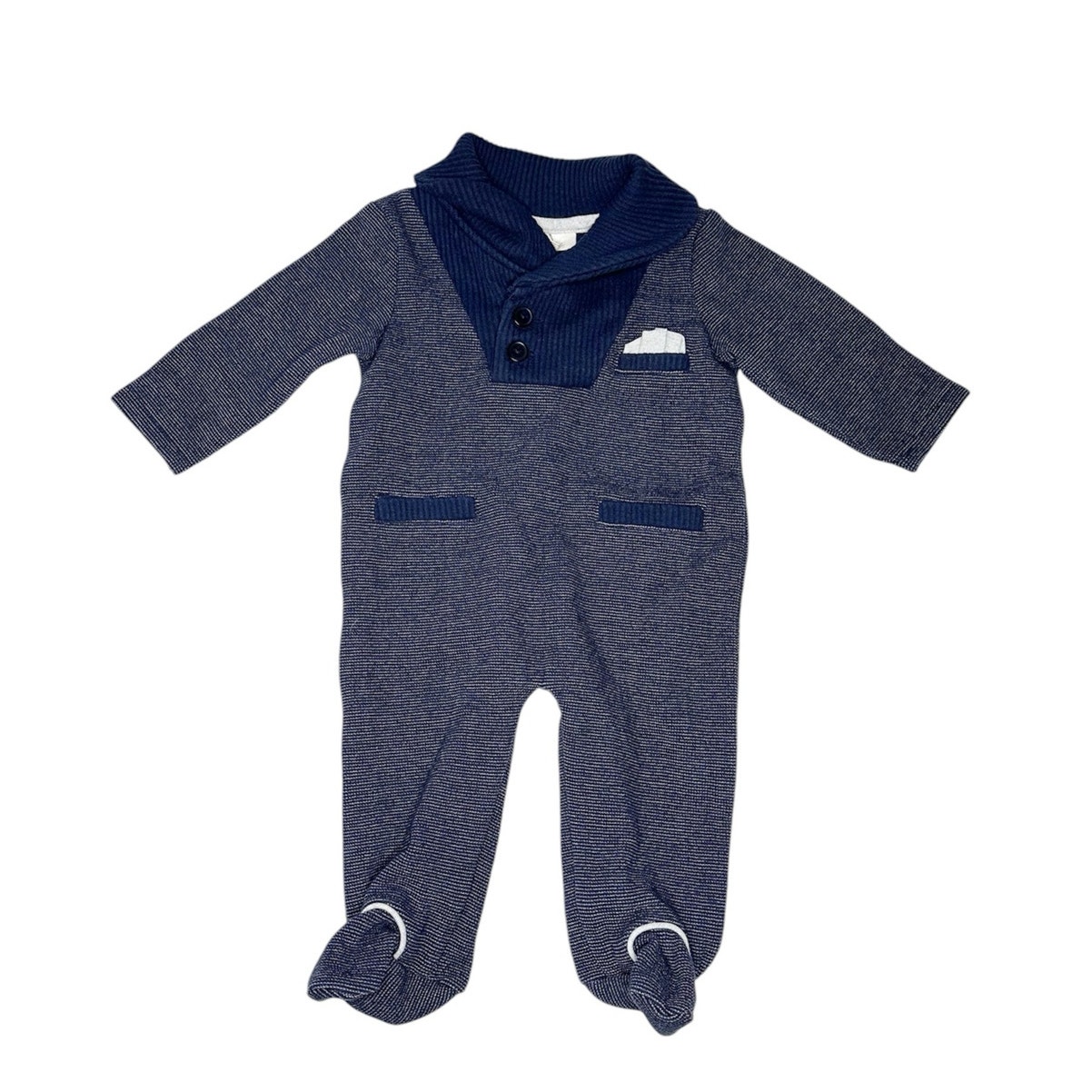 Miniclasix Shawl Collar Footed Romper Size 6 Months