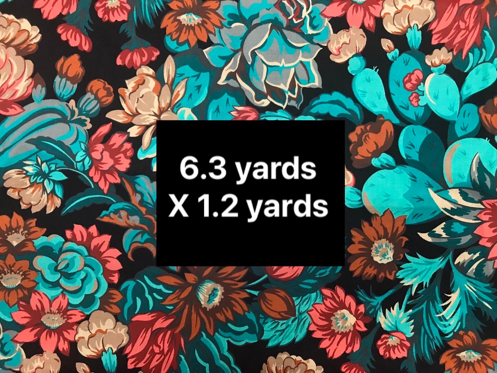 Bright floral Fabric vintage western fabric cactus fabric by the yard