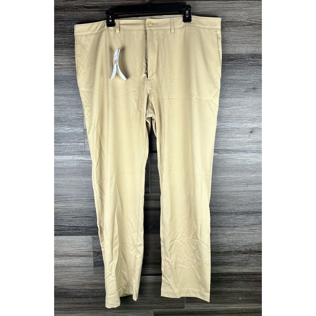 Lacoste Mens Chino Flat Front Golf Pants Straight Leg Beige Casual Size 36X 32