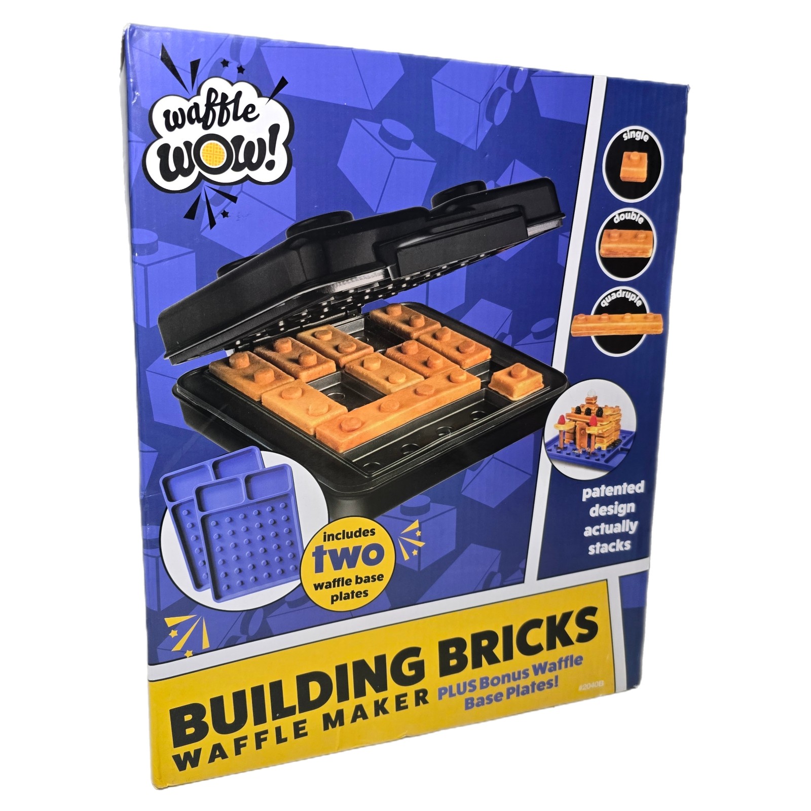 NEW Waffle Wow Building Brick Waffle Maker Deluxe w/ 2 Building Base Plates