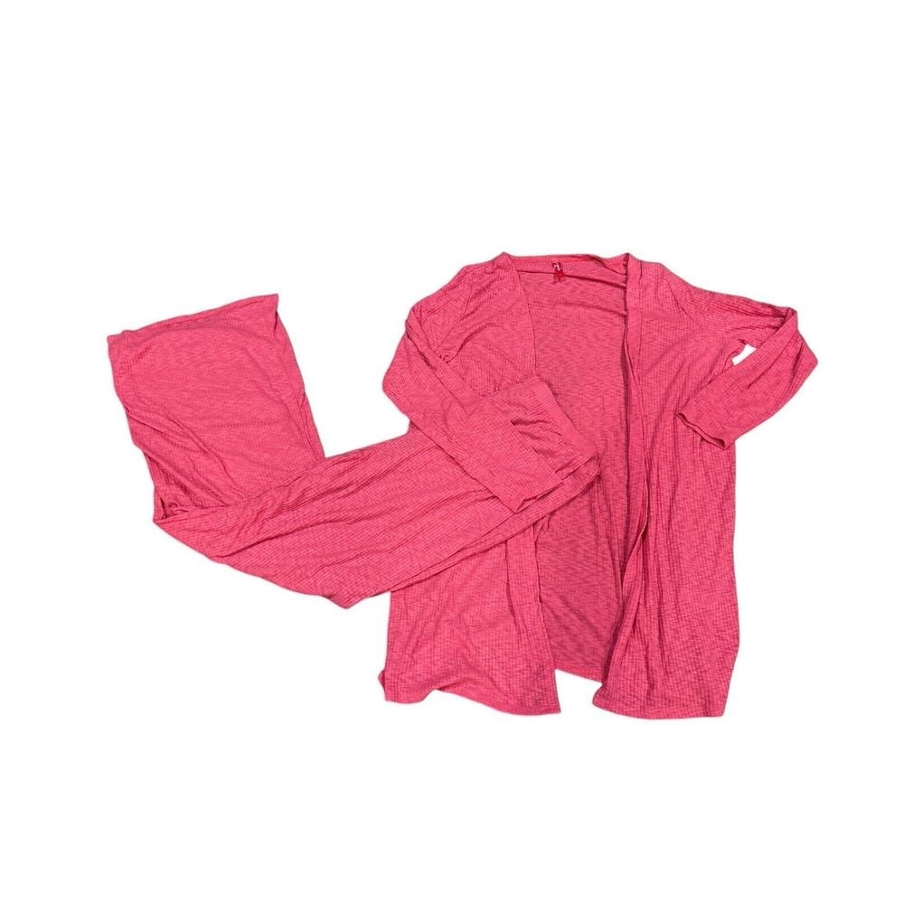 Ruby Ribbon Lounge Set Pink Open Cardigan And Flowy Pants Womens Large NEW