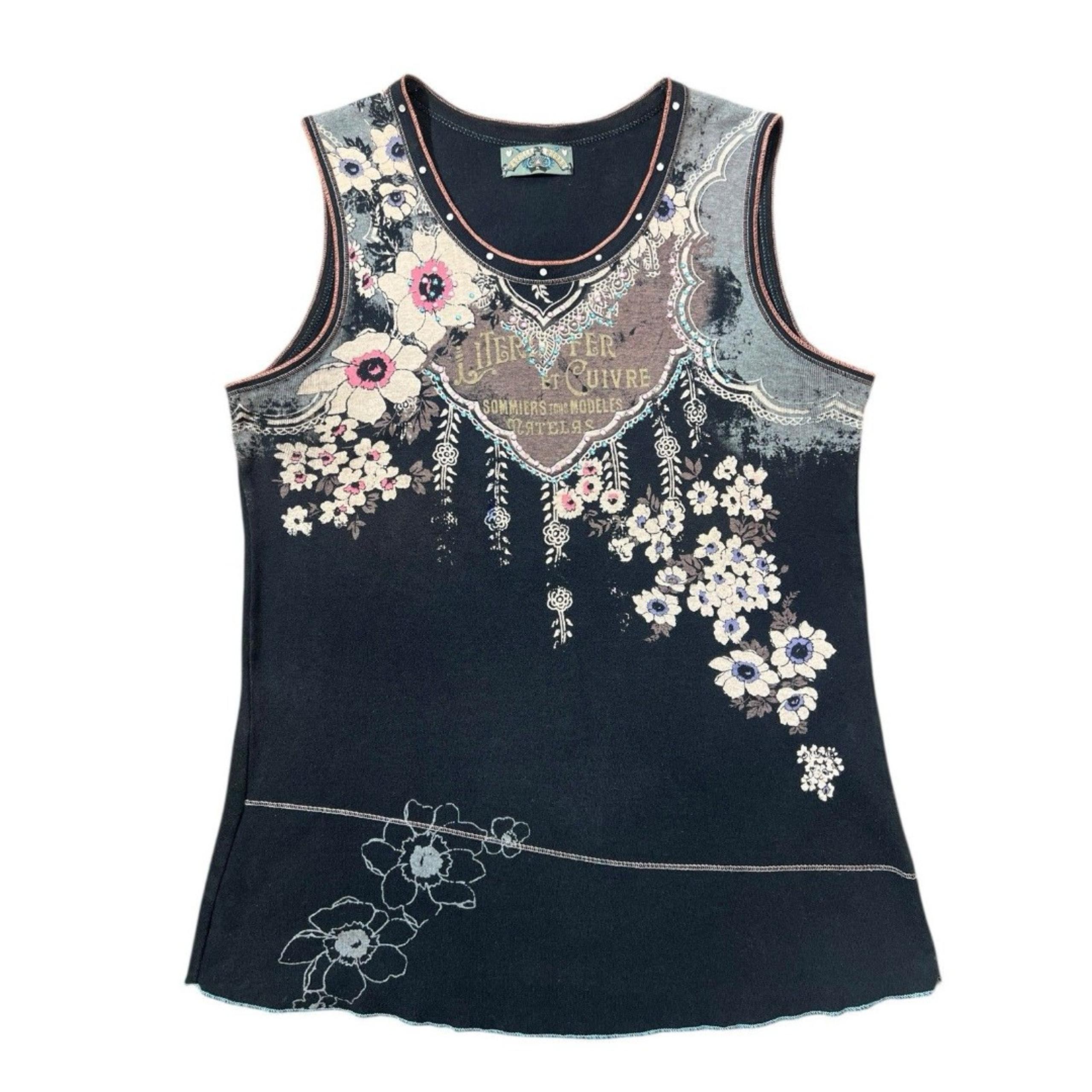 vanilla sugar top sleeveless y2k nouveau floral top embellished Sz PL