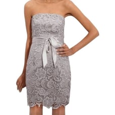 Adrianna Papell Strapless Lace Overlay Sheath Dress Grey Size 4