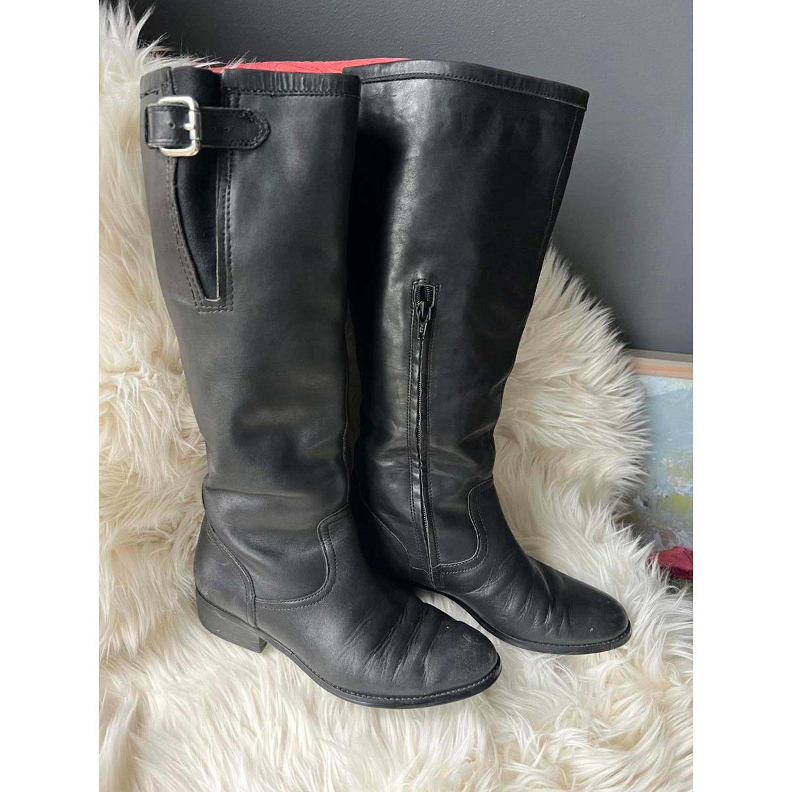 Ralph Lauren Black Leather Knee-High Boots size 8.5