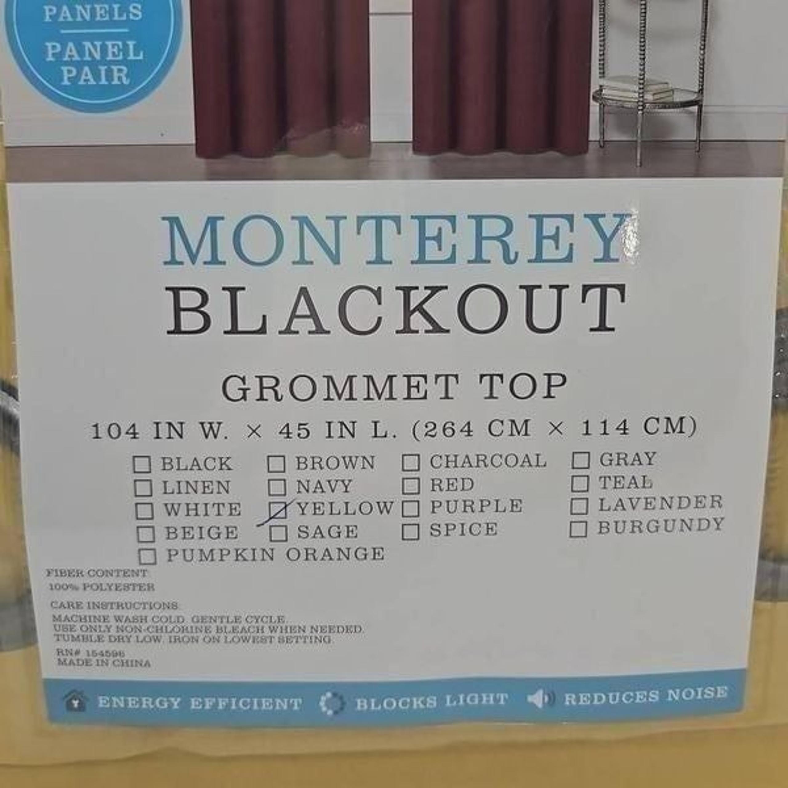 Yellow Curtains 104W x 45L Long Grommet Top 2 Panel
