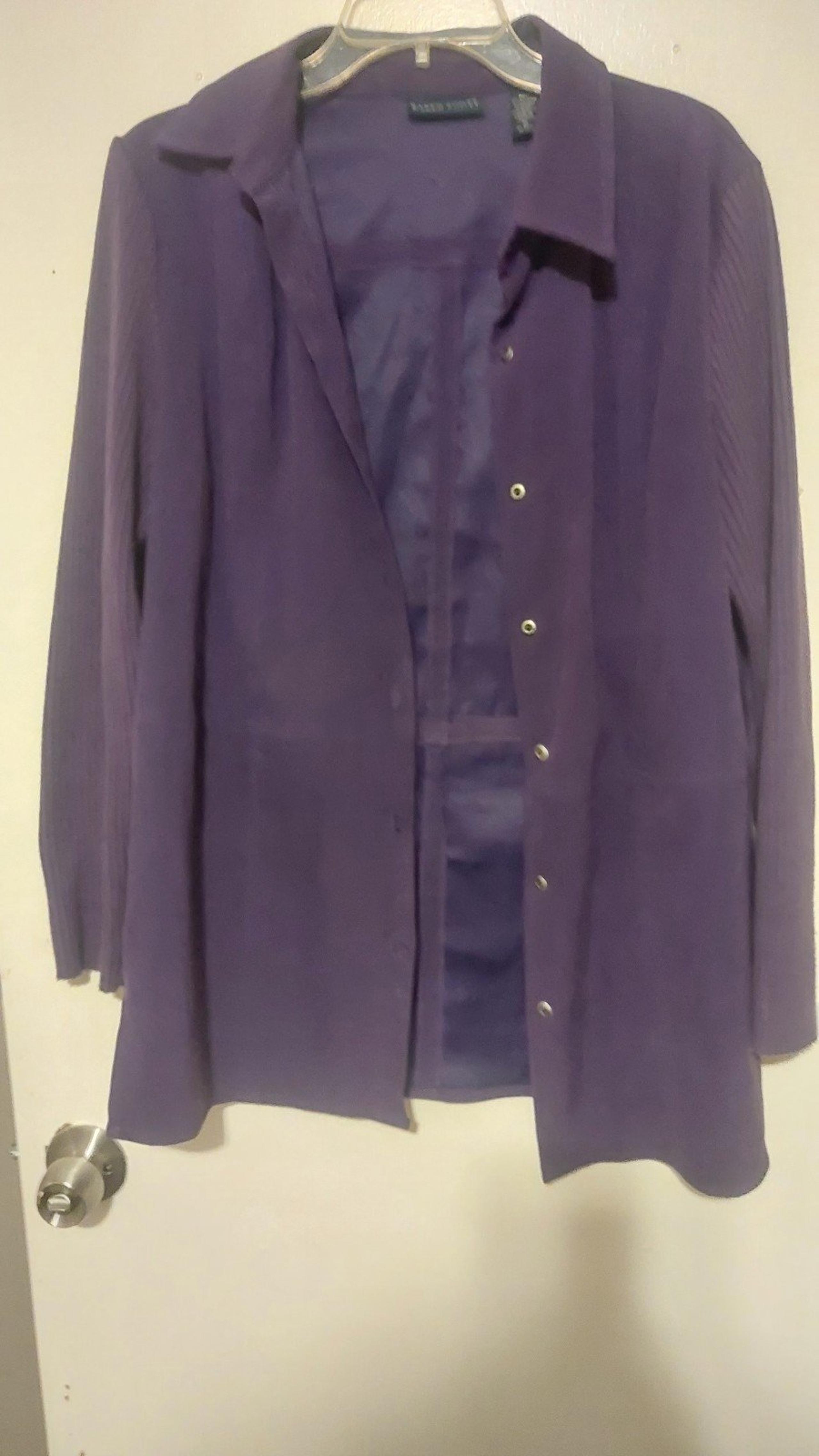 Karen Scott M Purple Button up Collared Top, Like New
