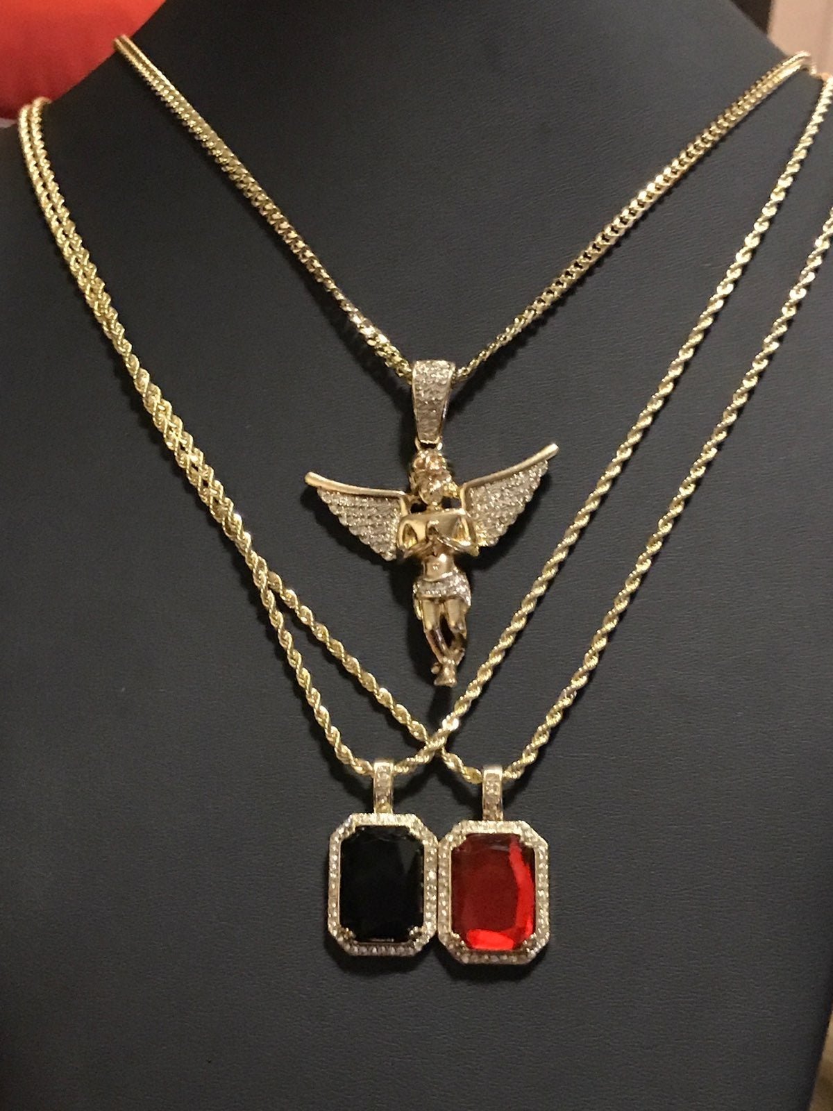 14K Gold llated iced out chains combo