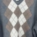 Jos. A. Bank Lambs Wool Preppy Sweater Long Sleeve Light Academia Argyle Gray
