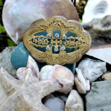 Antique Art Nouveau Brass Sash Brooch