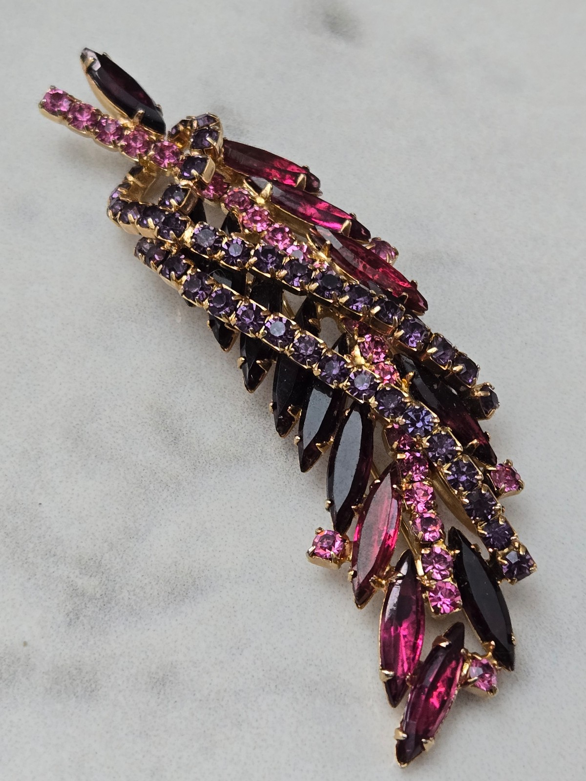 Antique Eisenberg Multi-Colored Rhinestone Brooch Pin