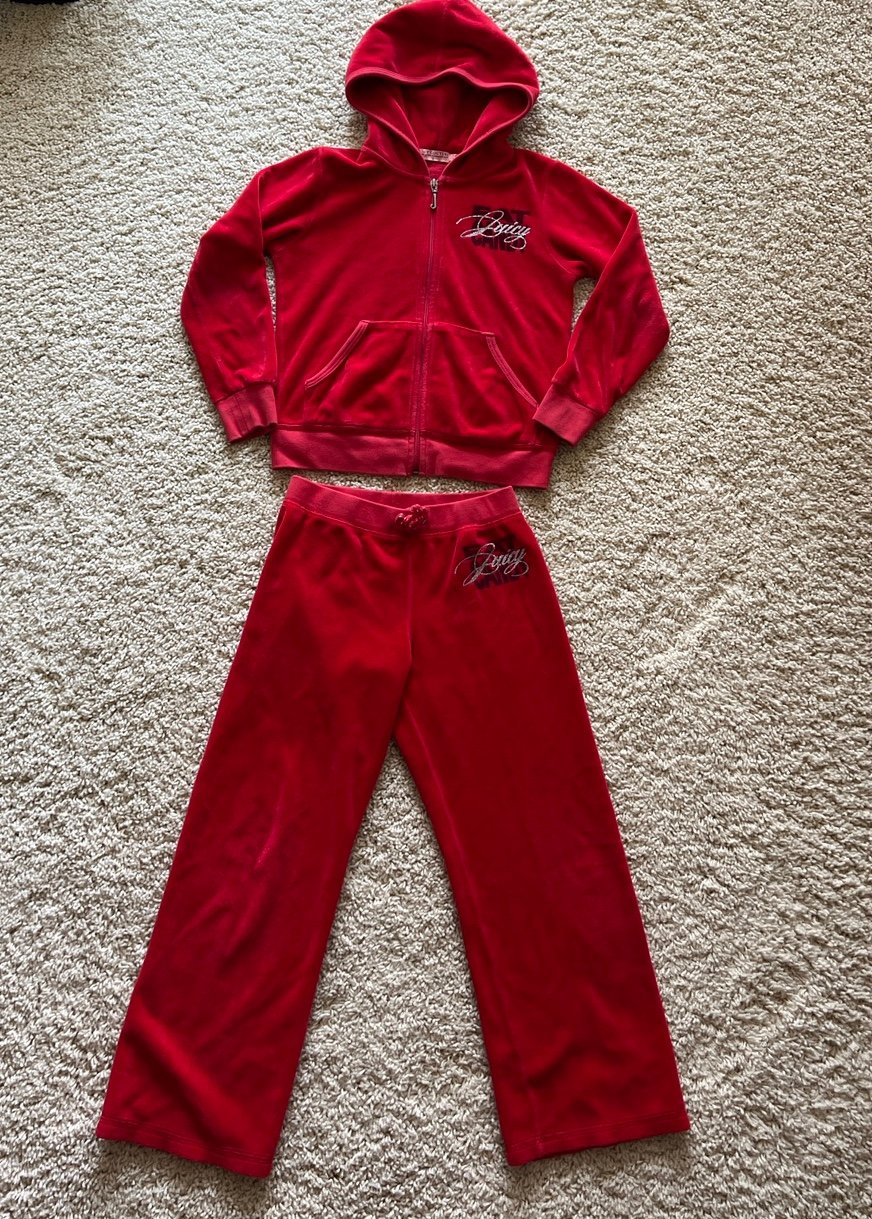 Juicy Couture velvet bloody red tracksuit set girl 6T