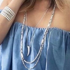 Stella & Dot Tiburon 4-in-1 Versatile semi Precious Stones Silver Horn