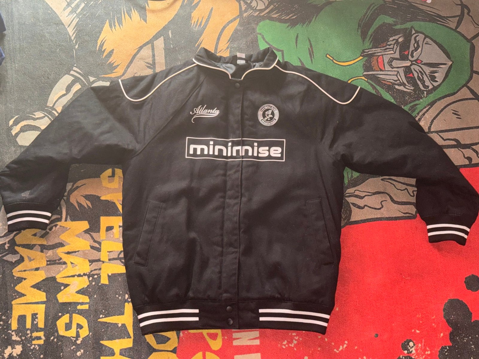 Atlanta United black and white varsity jacket