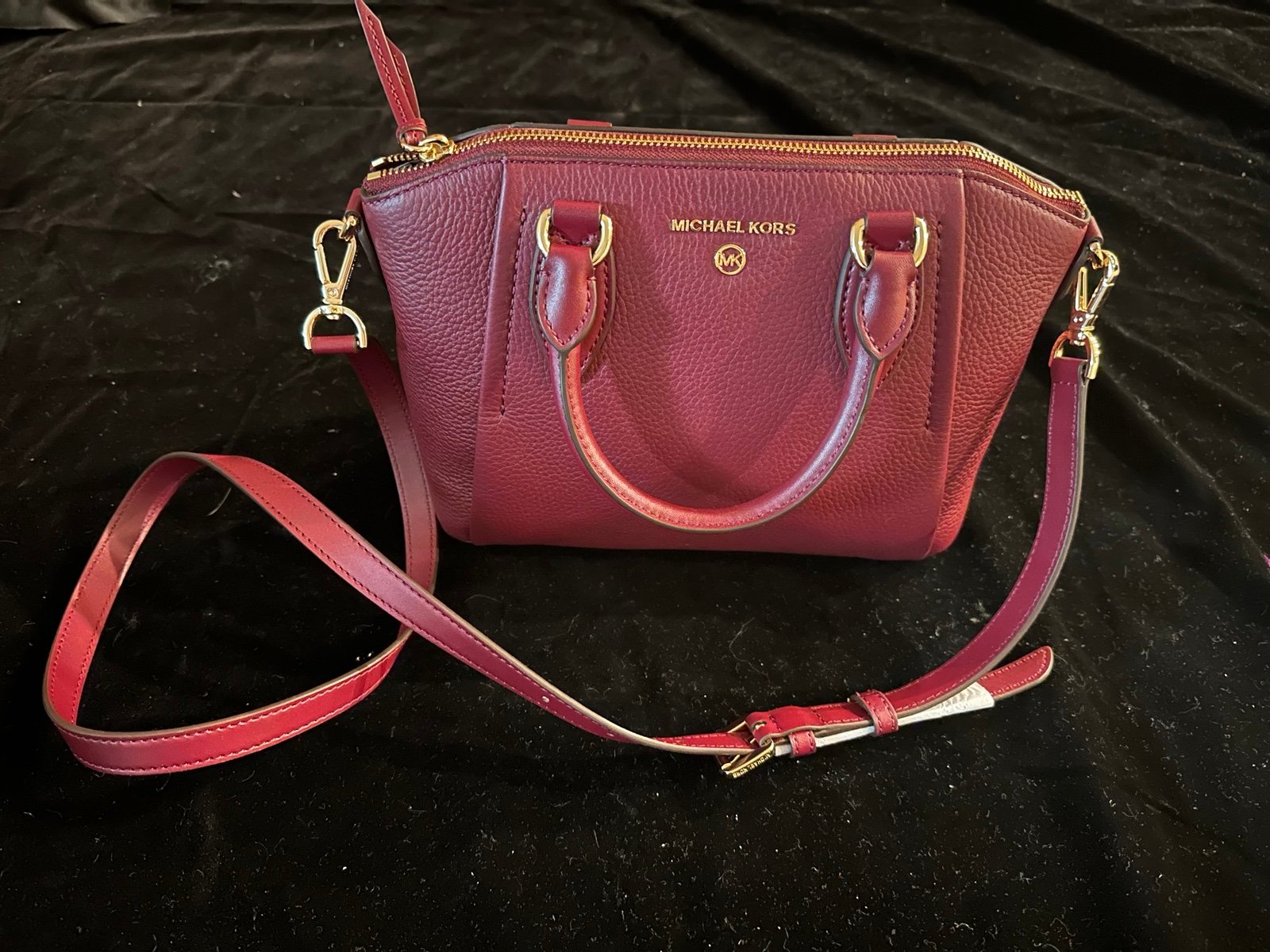 Michael Kors Burgundy Pebbled Leather/Calf Leather