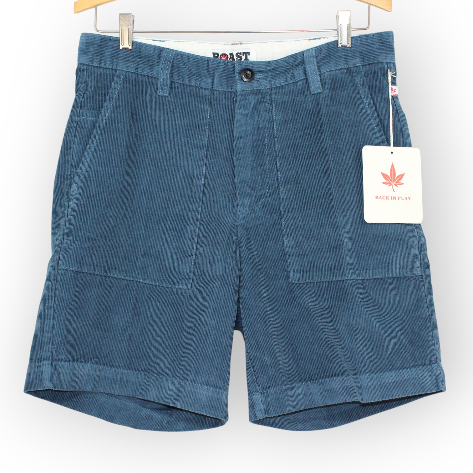 BOAST USA Mens 30 Patch Pocket Corduroy Short Blue NWT 6.5 Inseam FREE SHIPPING
