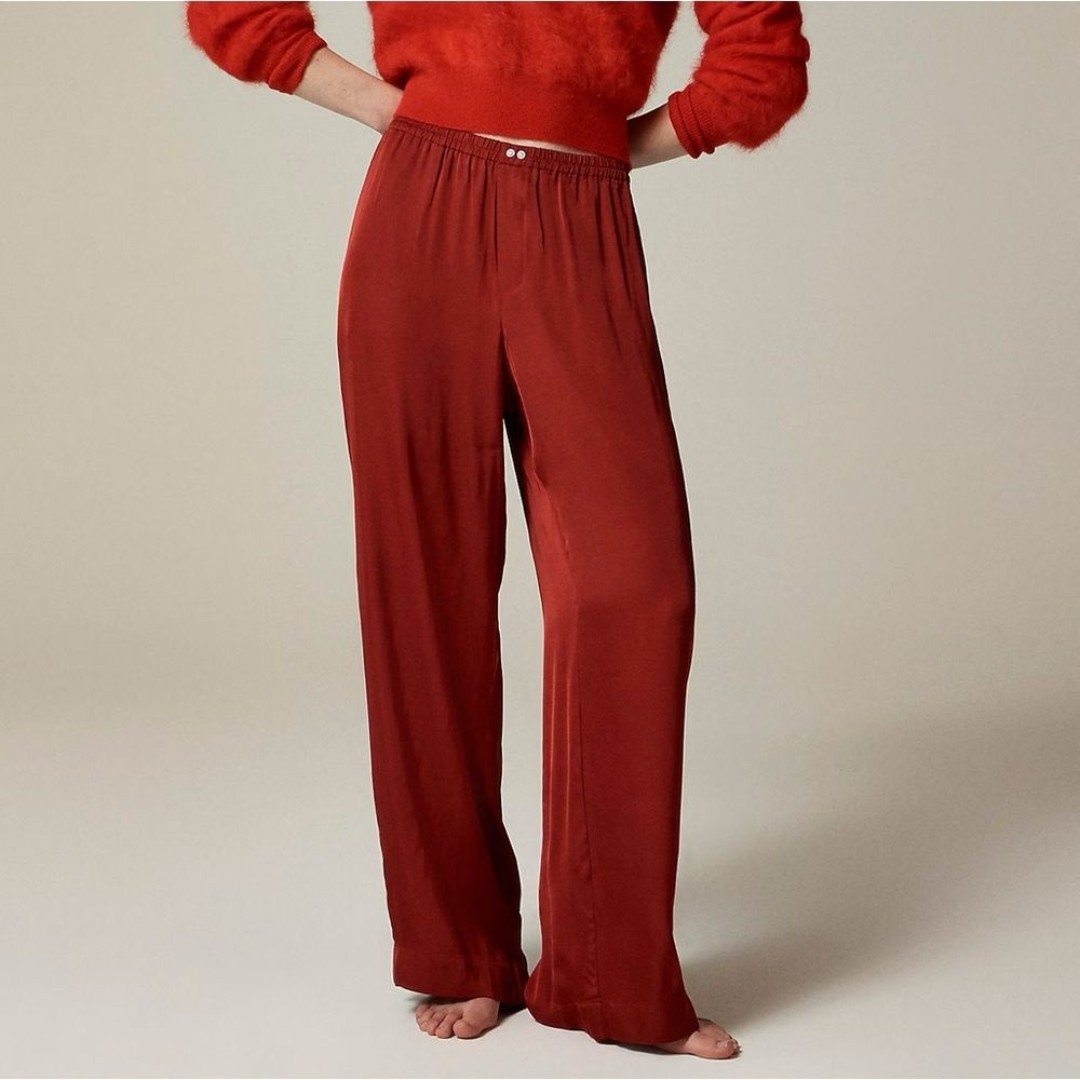 J Crew Soft Shine Pajama Pant Size M in Berry Sangria