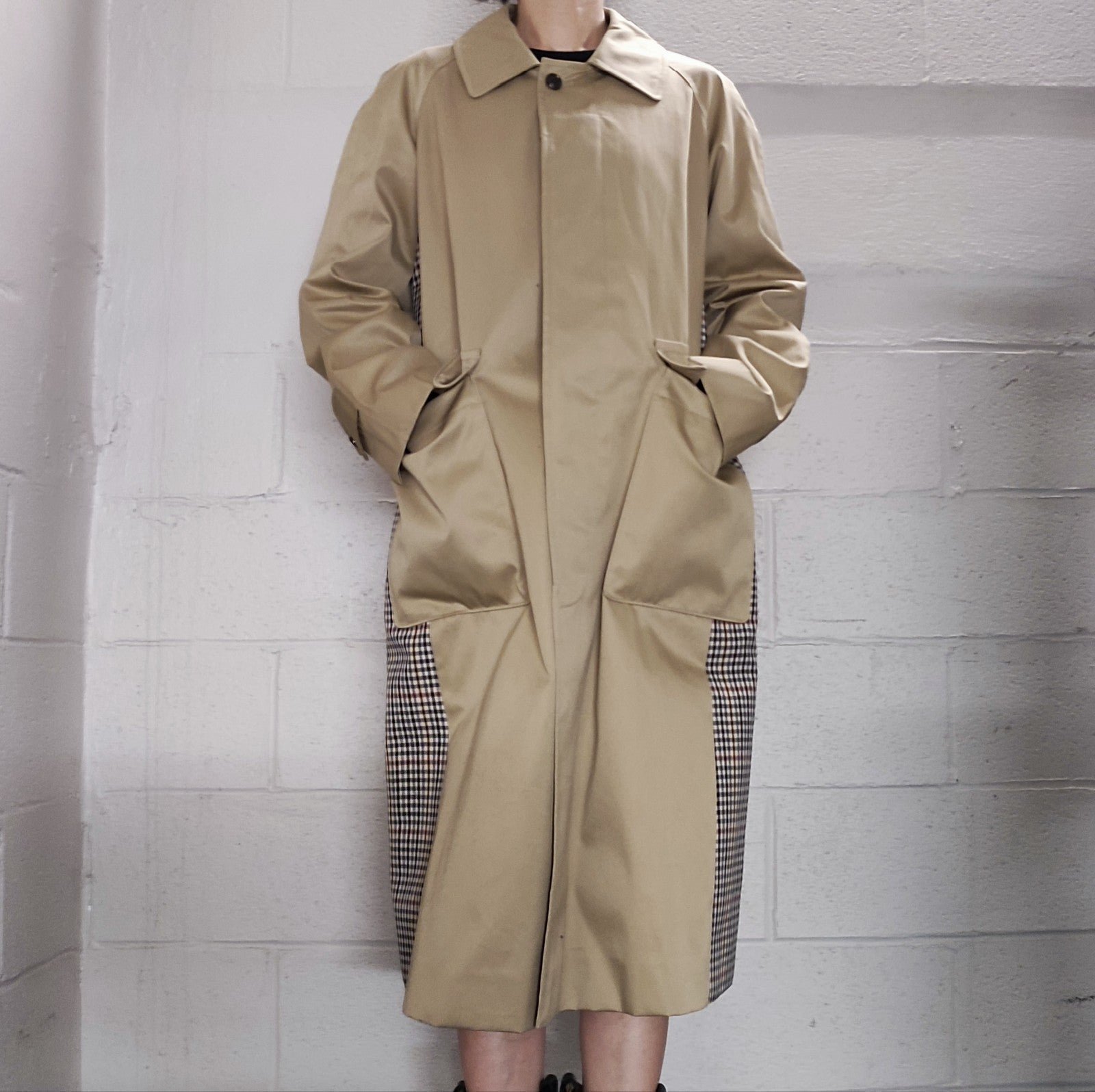 NWT Ladies Trench Coat with Houndstooth Check Side Panel