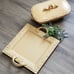 Decorative Yellow Ceramic Serving Tray w/ Handles~Ornate Casserole Dish & Lid