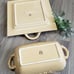 Decorative Yellow Ceramic Serving Tray w/ Handles~Ornate Casserole Dish & Lid