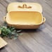 Decorative Yellow Ceramic Serving Tray w/ Handles~Ornate Casserole Dish & Lid