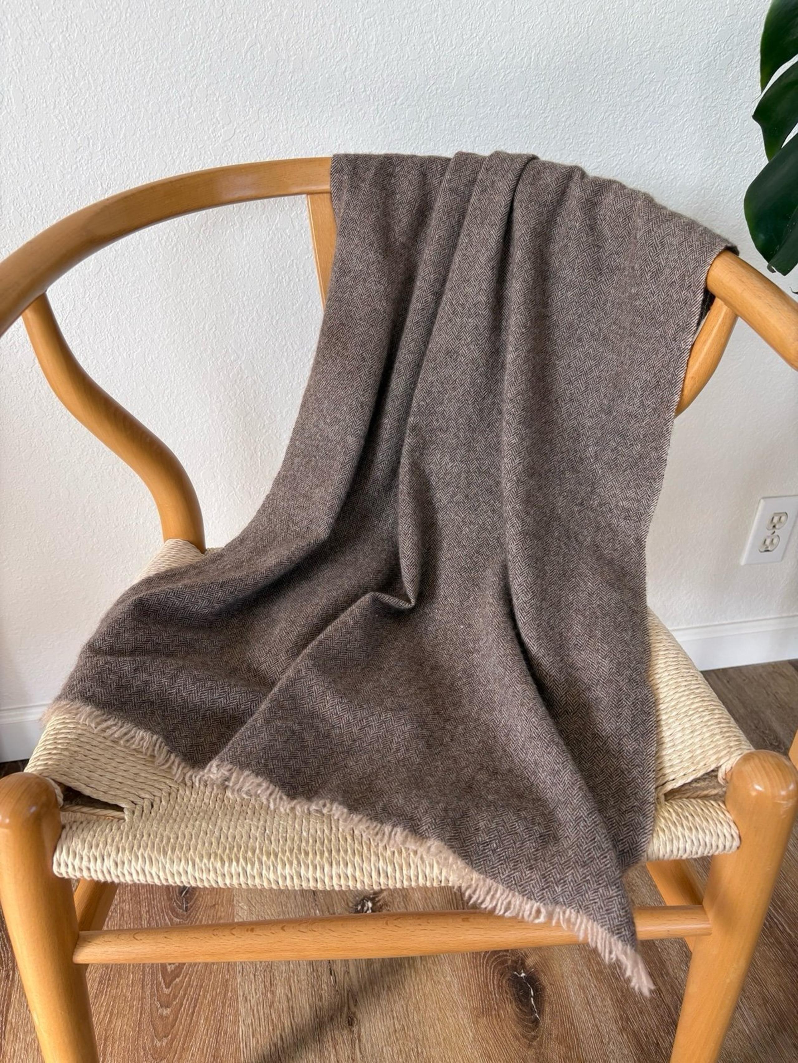 Chloe Cashmere Herringbone Scarf /Shawl in Brown and Beige