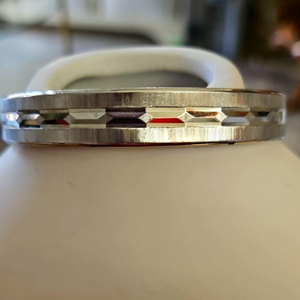 MONET RETRO RAZER CUT ETCH VINTAGE 60s BANGLE STACK BRACELET