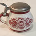 West Germany Ceramic Pink Floral Hand Painted Zinn Lid 3 Mini Beer Stein