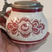 West Germany Ceramic Pink Floral Hand Painted Zinn Lid 3 Mini Beer Stein