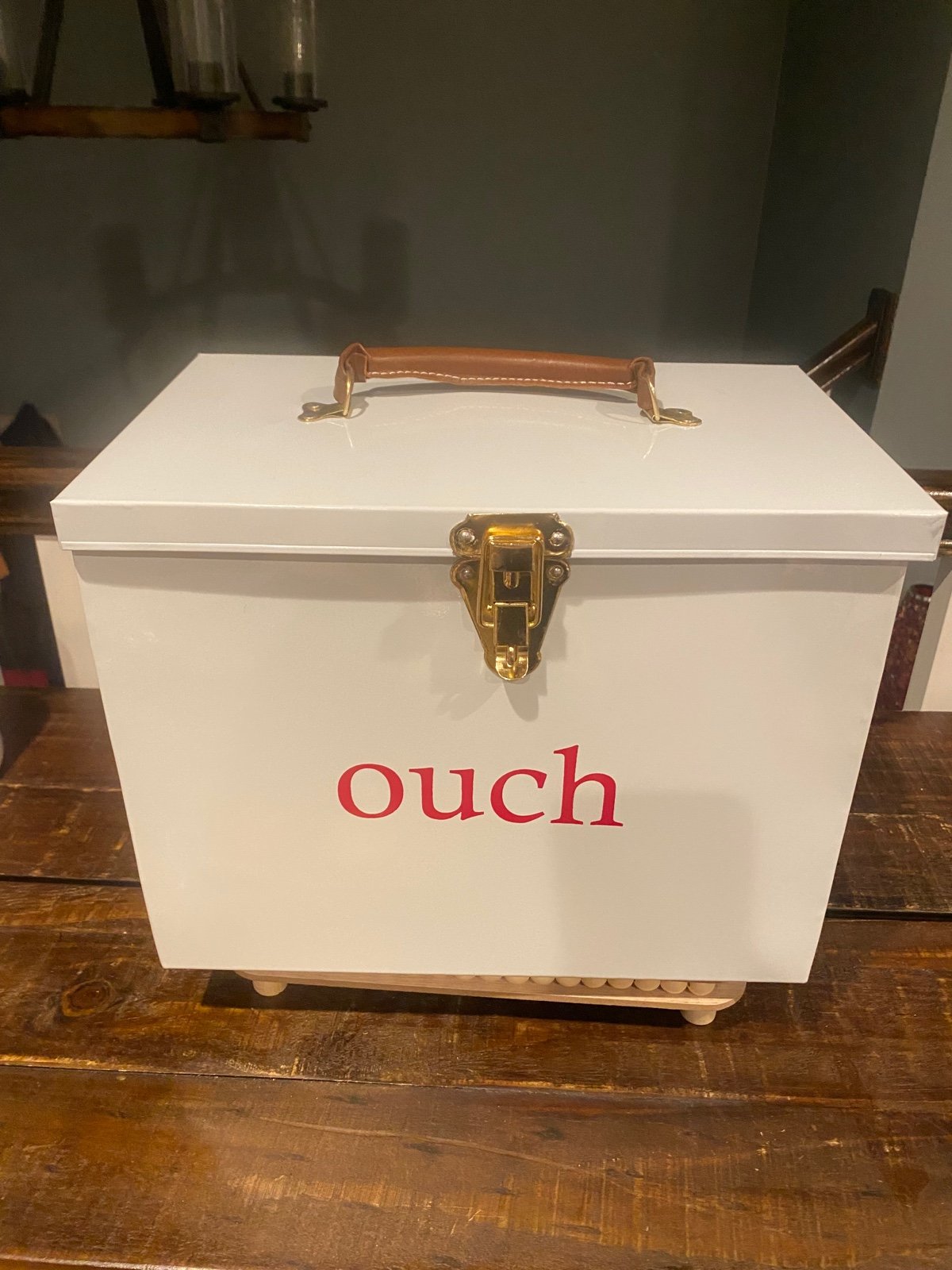 OUCH LARGE medical FIRST AID kit box with leather handle