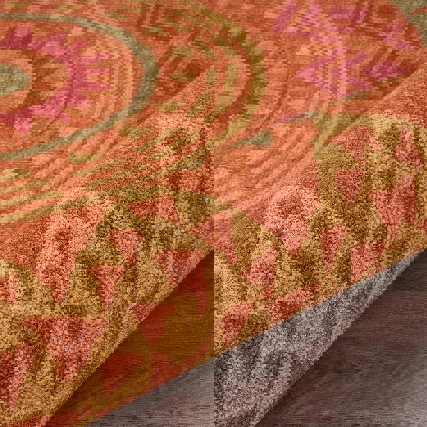 HomeRoots 4 Round Orange Decorative Area Rug-BRWH-B0CGMDFDLQ