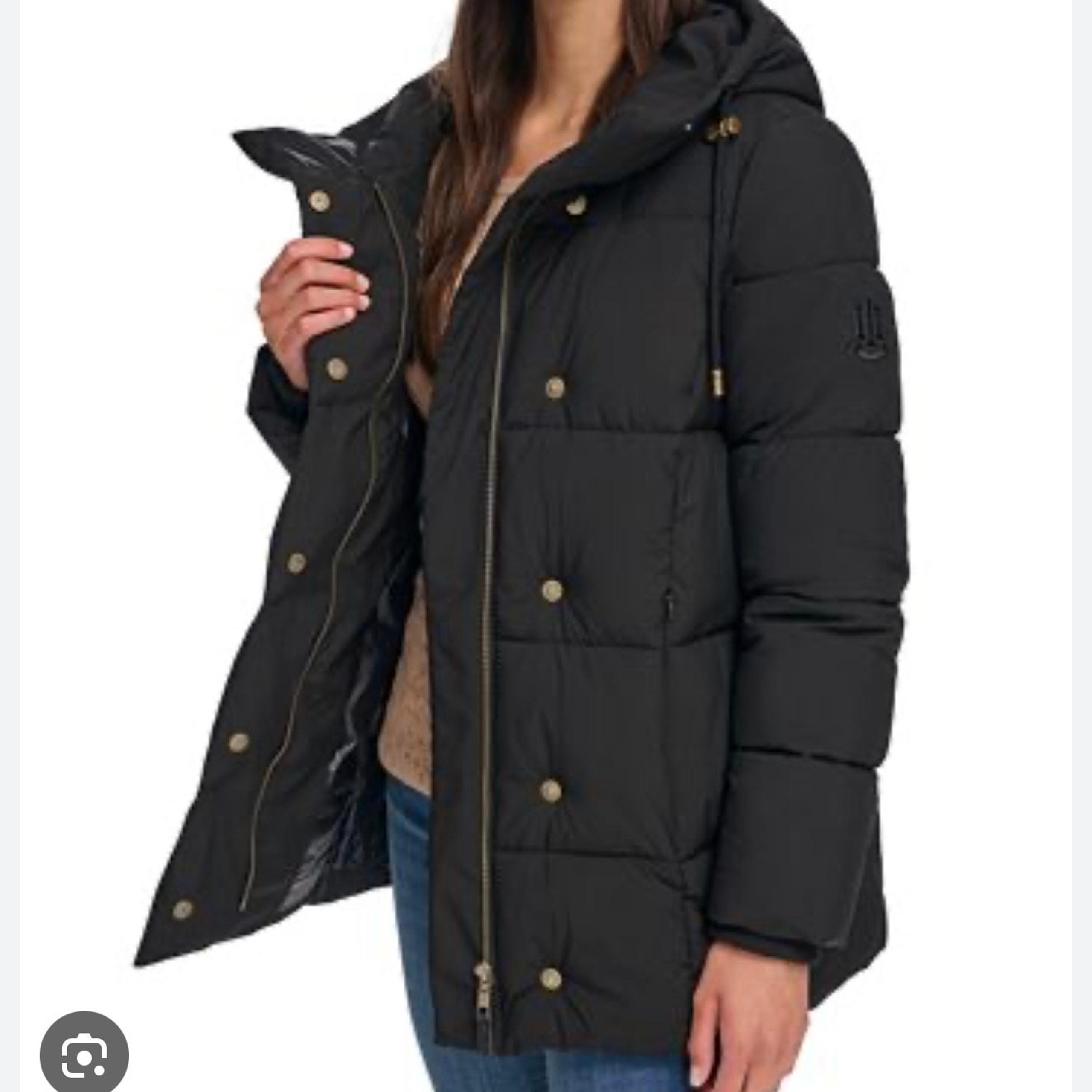 Tommy Hilfiger Women's L Hooded Puffer Coat Black