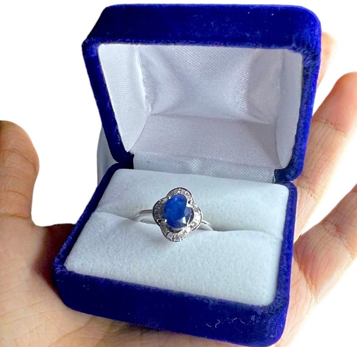 14kw blue sapphire diamond size 7.5