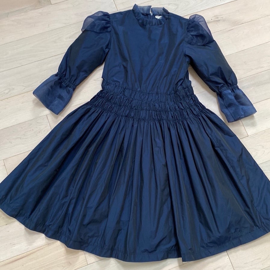 Carlucci girls puff sleeve navy formal dress