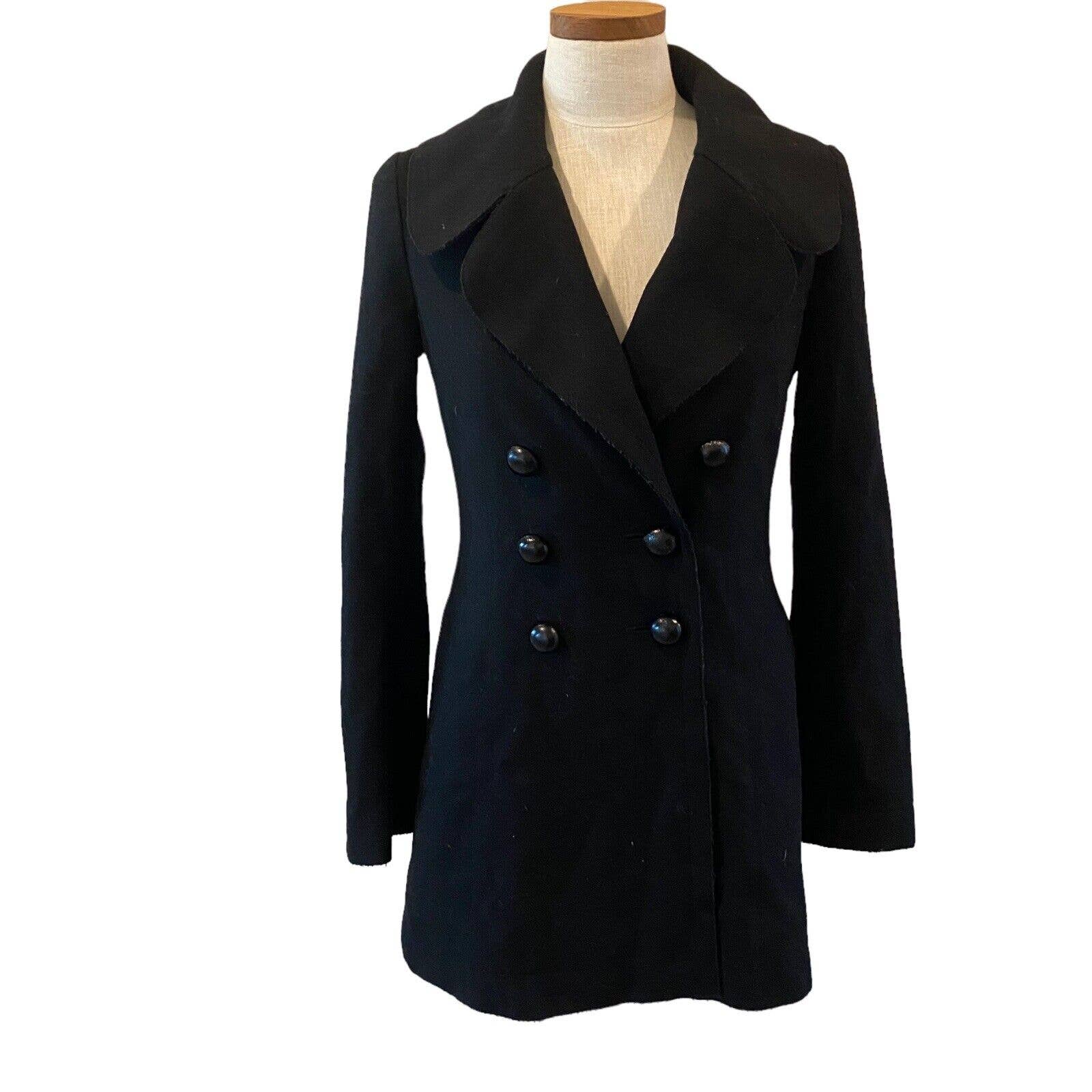Robert Rodriguez Wool Double Breasted Black Coat 8