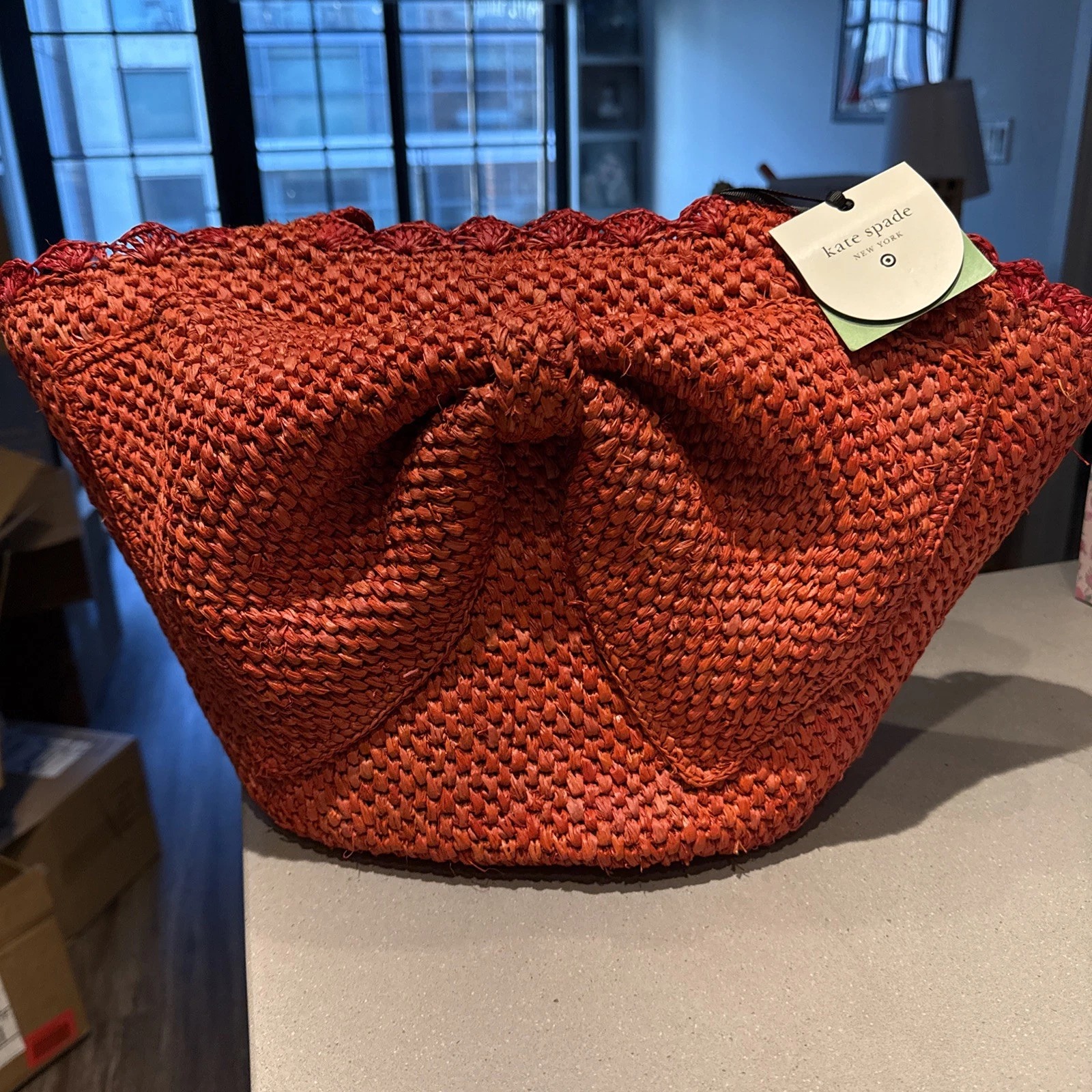 Kate Spade Raffia Bow Tote Bag Red Target NWT AUTHENTIC FAST SHIPPING
