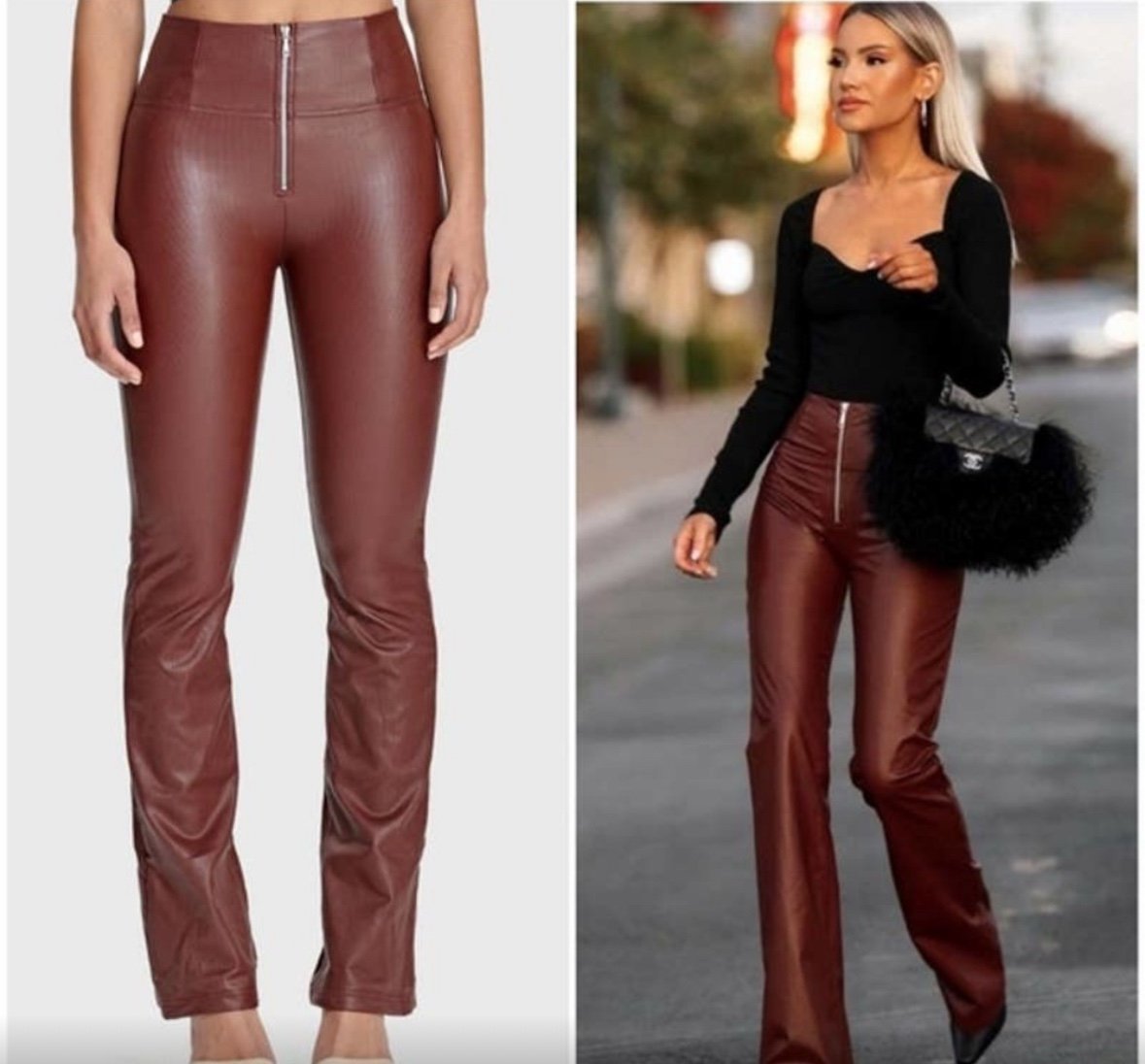 FREDDY faux leather brown pants SMALL