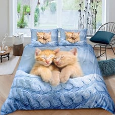 Pattern Bedding Set Cute Kitten Printed Comforter Cover