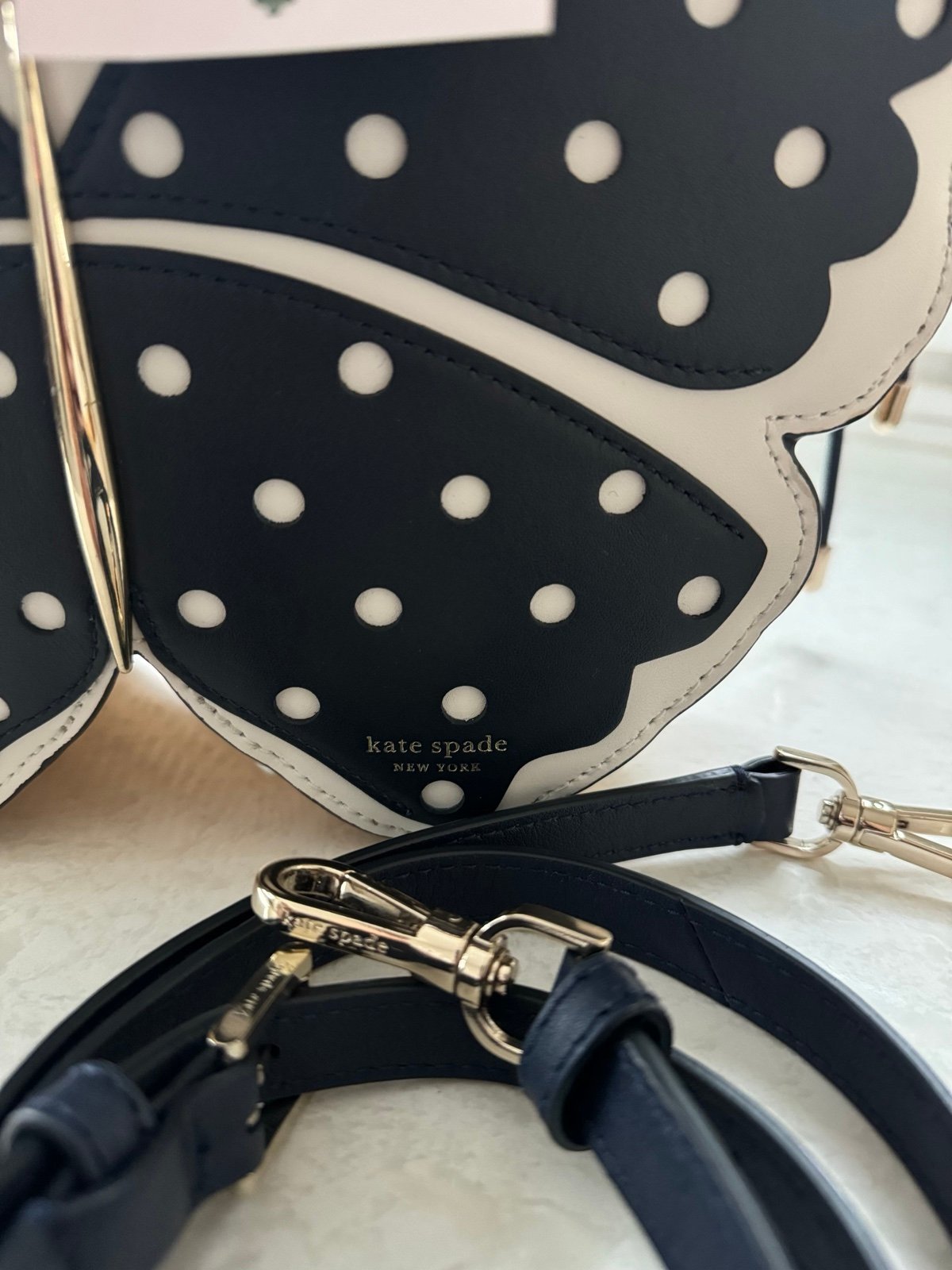 【kate spade】 butterfly satchel＊籠バッグ Kate Spade Wing It Butterfly Polka Dot/Wicker Satchel