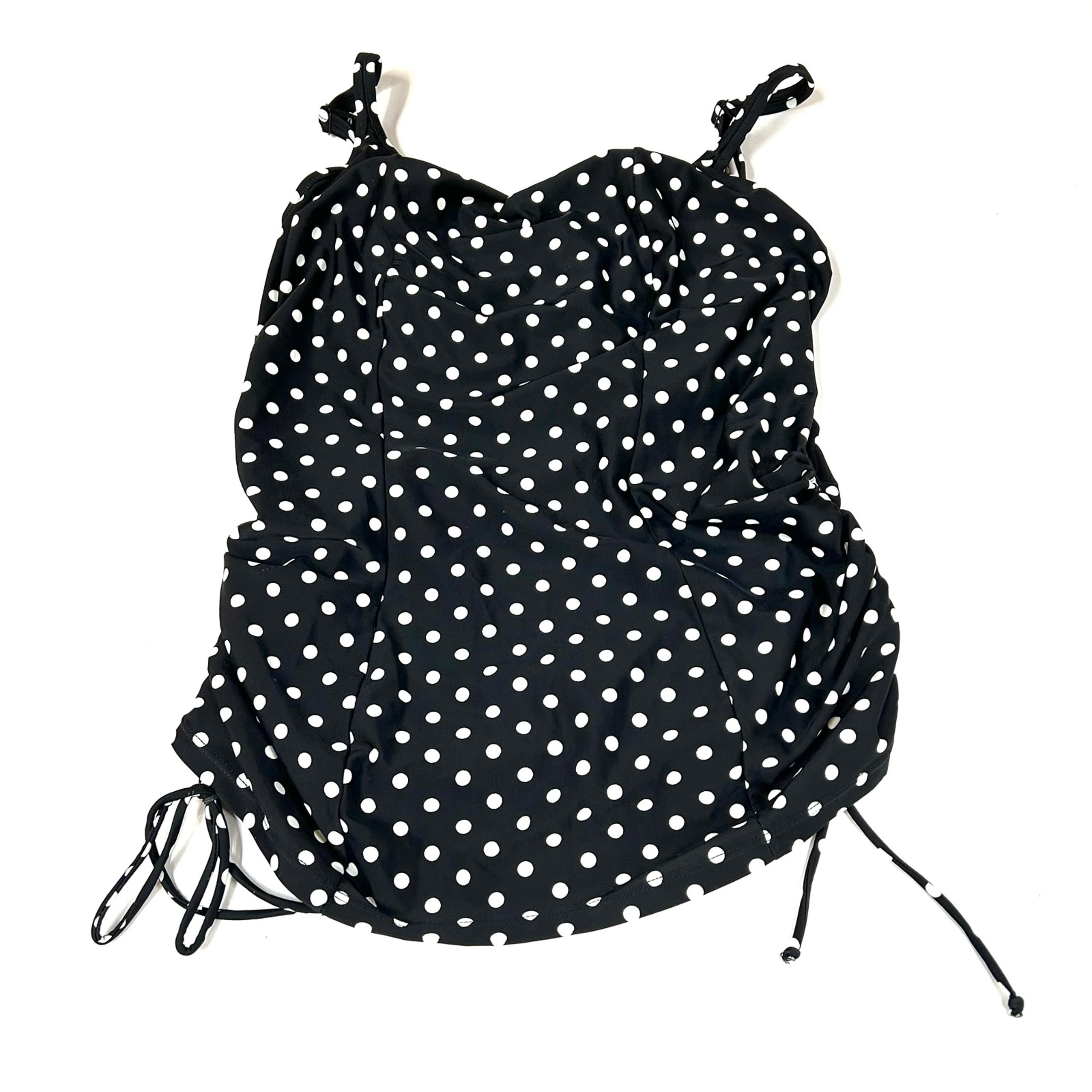 Panache Swim 34E 34DD Anya Spot Tankini Top  Black White Polkadots SW1011 #2178