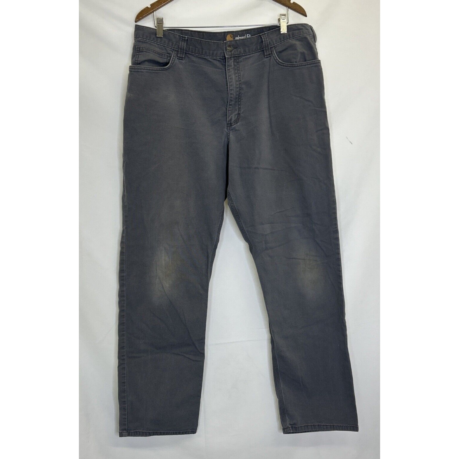 Carhartt Rugged Flex Relaxed Fit Canvas Pants 38x32 Gray Work Utility 102517 FS