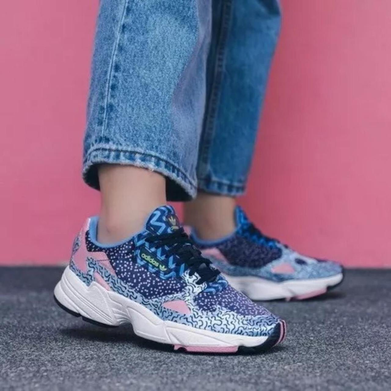 Adidas Falcon Out Loud Collection Italian Printed satin-Blue Pink | Women’s 5.5