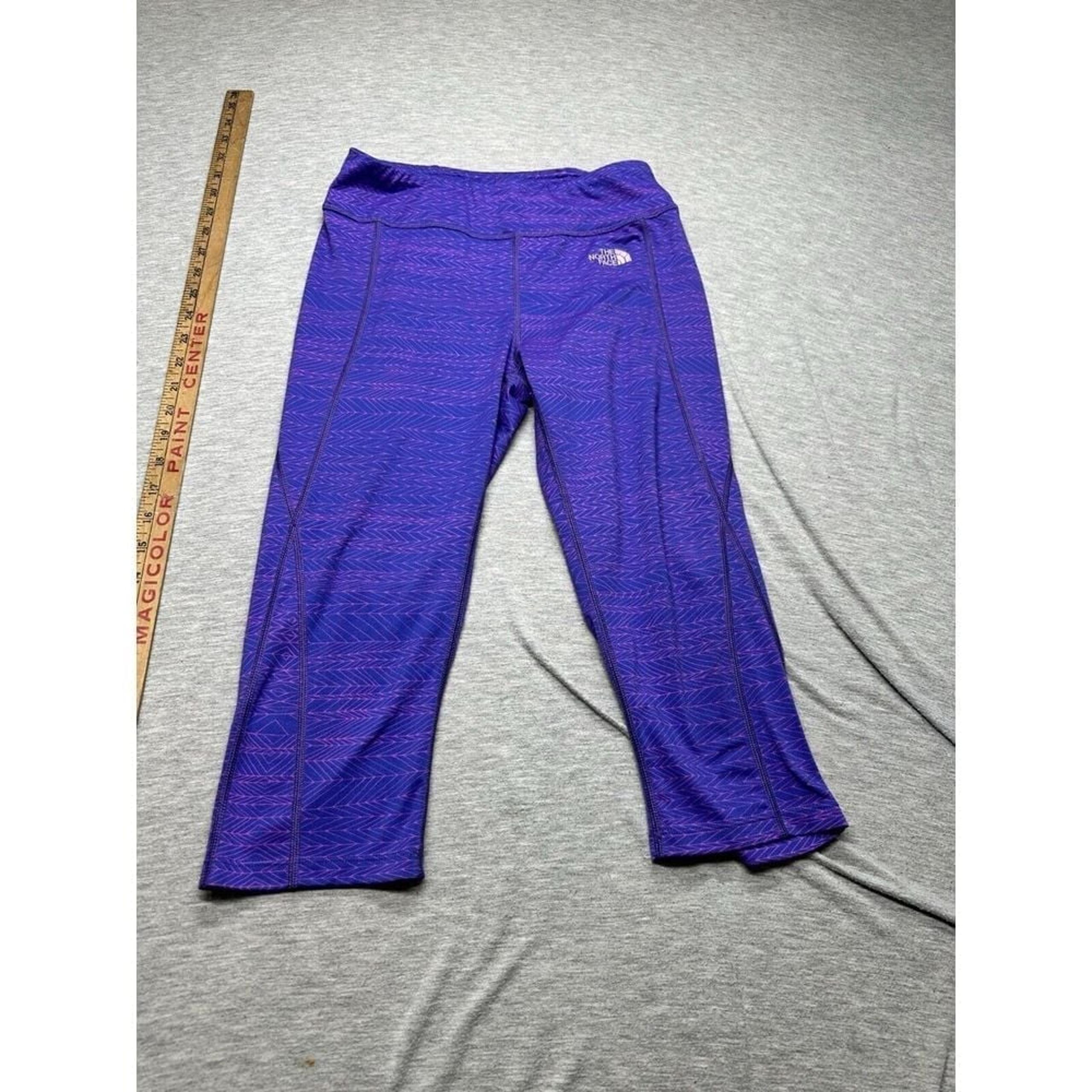North Face Womens FlashDry Leggings Pants Cropped Capri Size M Purple Pink