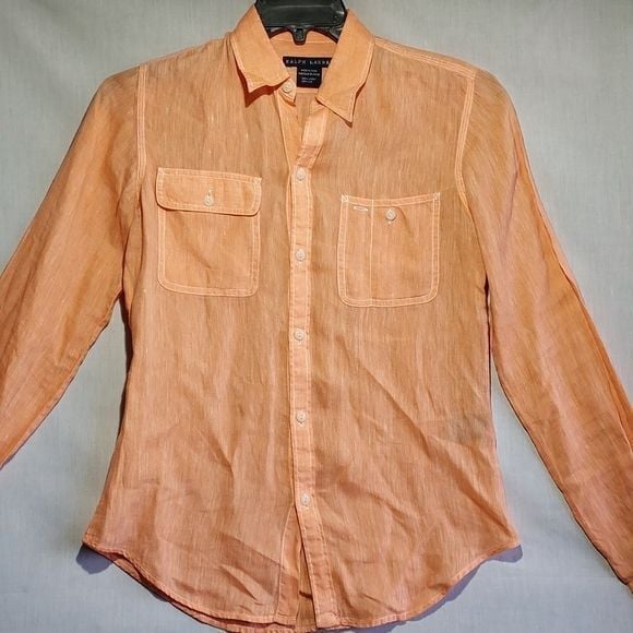 Ralph Lauren 100% linen womens long sleeve button-up shirt women's size 4