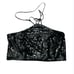 house of harlow 1960 black sequins halter top smocked back size L