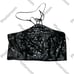 house of harlow 1960 black sequins halter top smocked back size L