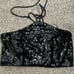house of harlow 1960 black sequins halter top smocked back size L