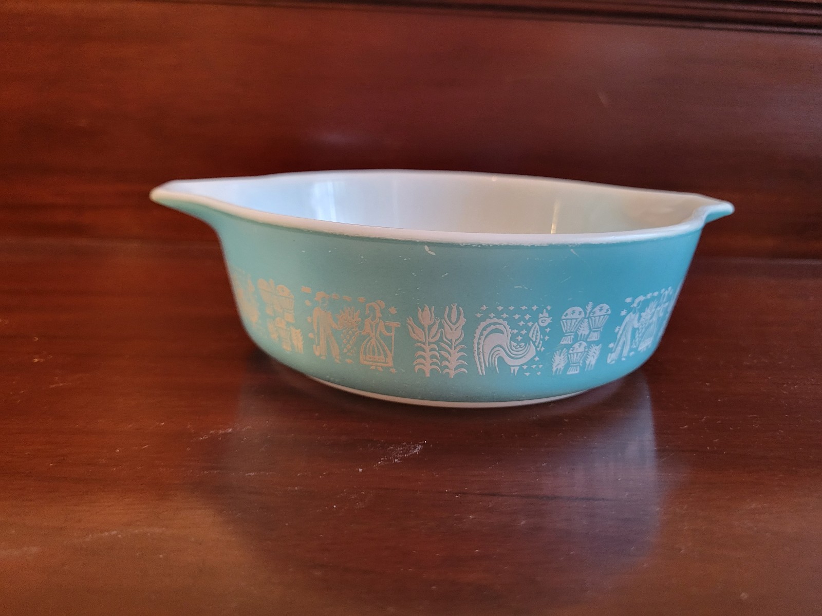 Pyrex 471 1 Pt Pint Butterprint Turquoise Cinderella Dish NO LID Amish Blue.