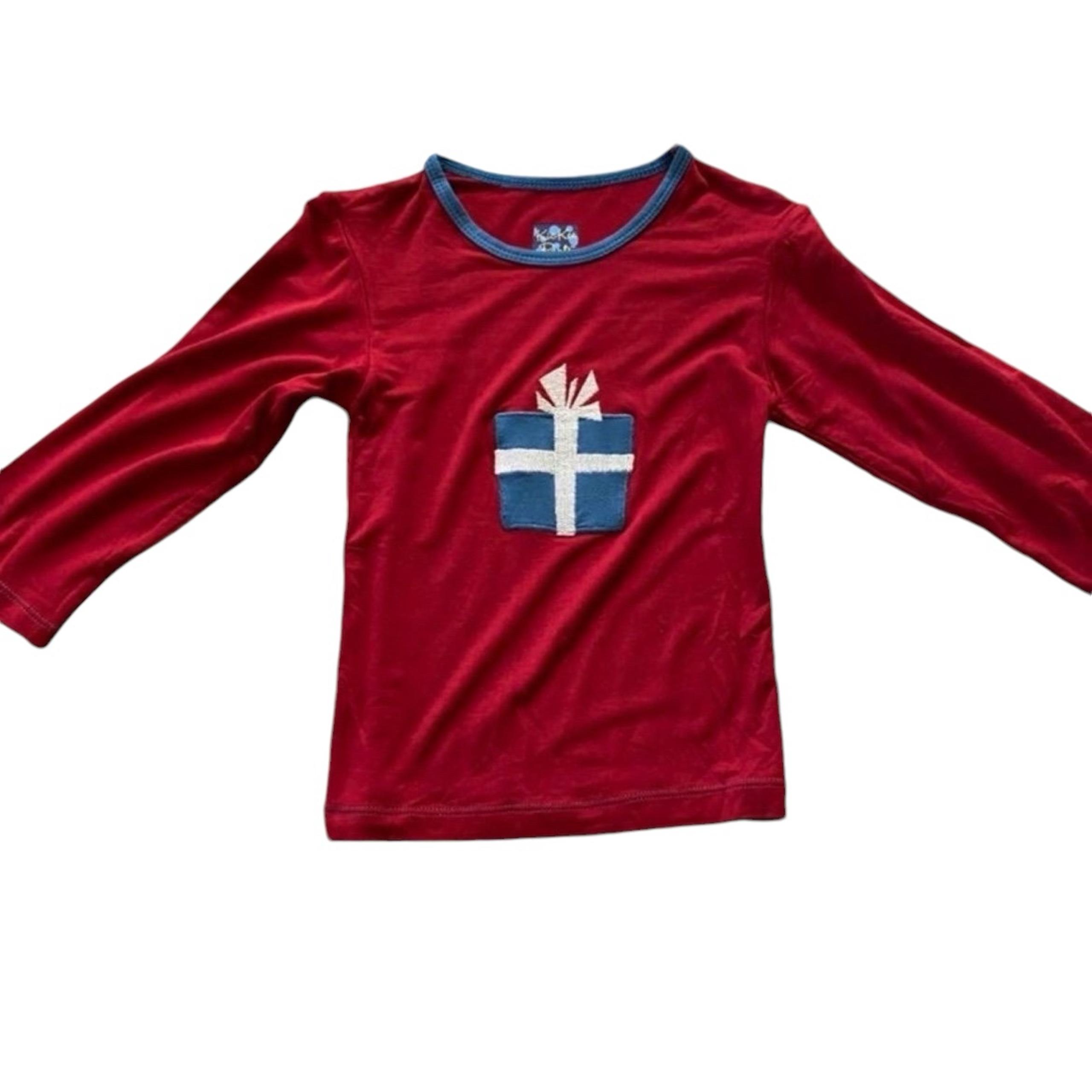 Kickee Pants Red Bamboo Gift Box Present Appliqué Shirt Size 2T